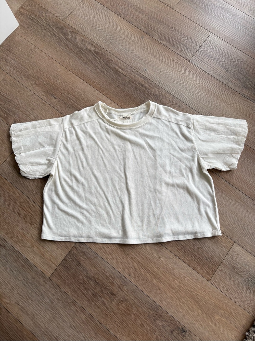 We The Free Cream Boxy Short Sleeve Tee